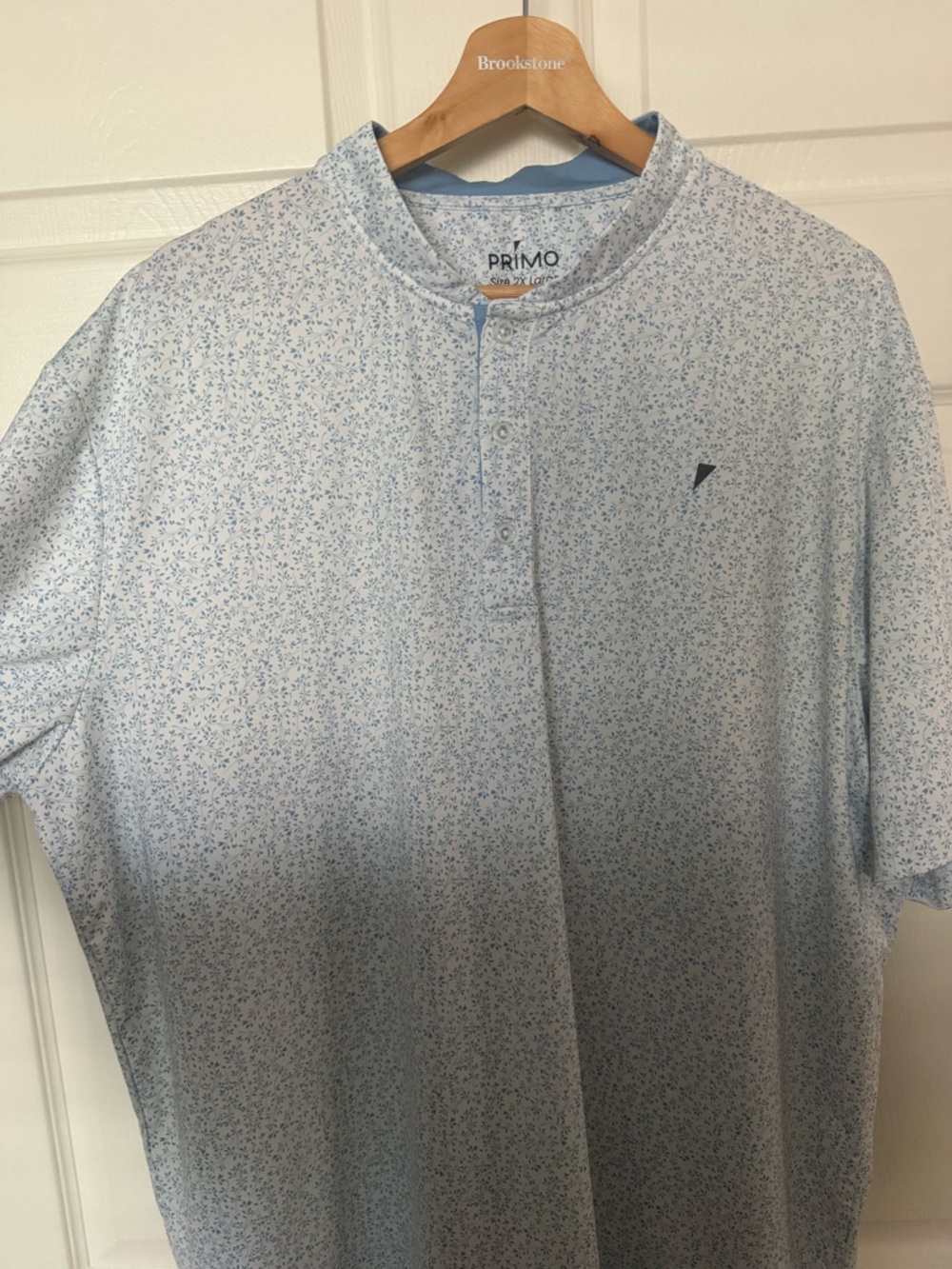 PRIMO Men’s Light Blue Micro-Print Blade Polo